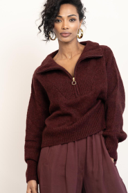 by-bar |  Alpaca blend sweater with zipper Beau | burgundy | Picture 4