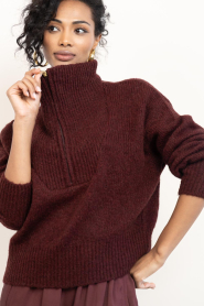 by-bar |  Alpaca blend sweater with zipper Beau | burgundy | Picture 6