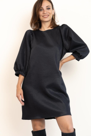 by-bar |  Shiny dress with puffed sleeves Gigi | dark blue | Picture 2