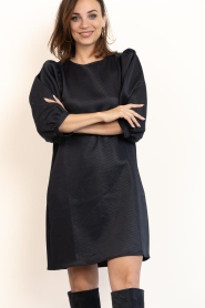by-bar |  Shiny dress with puffed sleeves Gigi | dark blue | Picture 5