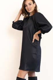 by-bar |  Shiny dress with puffed sleeves Gigi | dark blue | Picture 6