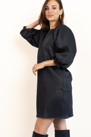 by-bar |  Shiny dress with puffed sleeves Gigi | dark blue | Picture 7