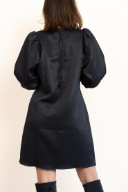 by-bar |  Shiny dress with puffed sleeves Gigi | dark blue | Picture 8