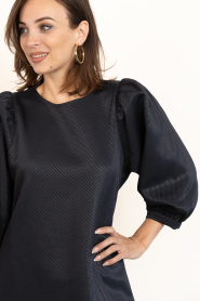 by-bar |  Shiny dress with puffed sleeves Gigi | dark blue | Picture 9