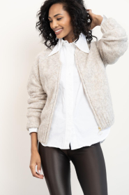 by-bar |  Knitted cardigan with zipper Jonas | beige | Picture 5