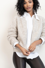 by-bar |  Knitted cardigan with zipper Jonas | beige | Picture 4