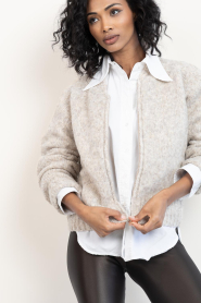 by-bar |  Knitted cardigan with zipper Jonas | beige | Picture 2