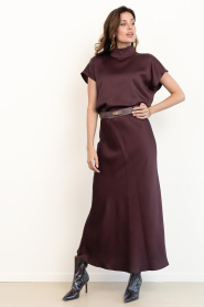 Drykorn |  Satin maxi skirt Nevida | burgundy | Picture 2
