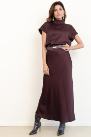 Drykorn |  Satin maxi skirt Nevida | burgundy | Picture 3