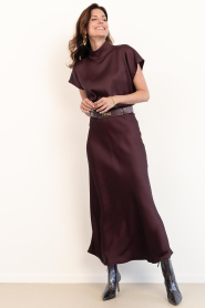 Drykorn |  Satin maxi skirt Nevida | burgundy | Picture 4
