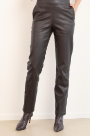 Dante6 |  Strethc leather pants Lova | brown | Picture 6