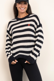 Dante6 |  Alpaca striped sweater with logo Ariama | natural | Picture 10