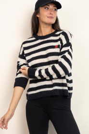 Dante6 |  Alpaca striped sweater with logo Ariama | natural | Picture 4