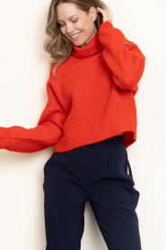 Dante6 |  Soft Alpaca sweater with turtle neck Yuria | red | Picture 5