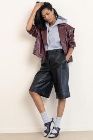 Dante6 |  Faux leather bermuda short Avery | black | Picture 4