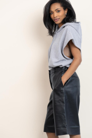 Dante6 |  Faux leather bermuda short Avery | black | Picture 7