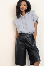 Dante6 |  Faux leather bermuda short Avery | black | Picture 6