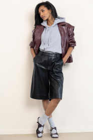 Dante6 |  Faux leather bermuda short Avery | black | Picture 5