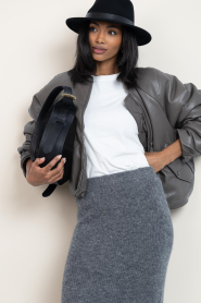 Dante6 |  Faux leather bomber jacket Duarte | taupe | Picture 2