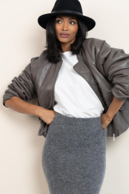 Dante6 |  Faux leather bomber jacket Duarte | taupe | Picture 4