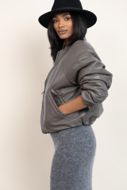 Dante6 |  Faux leather bomber jacket Duarte | taupe | Picture 6