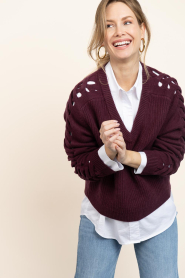 Dante6 |  Soft sweater with braided detail Palomo | burgundy | Picture 2