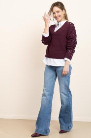 Dante6 |  Soft sweater with braided detail Palomo | burgundy | Picture 3