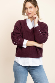 Dante6 |  Soft sweater with braided detail Palomo | burgundy | Picture 4