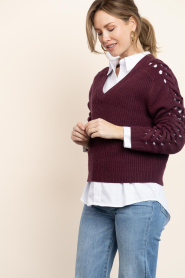 Dante6 |  Soft sweater with braided detail Palomo | burgundy | Picture 5