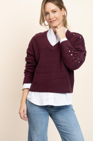 Dante6 |  Soft sweater with braided detail Palomo | burgundy | Picture 6