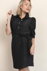 Dante6 |  Jacquard mini dress Koda | black | Picture 4
