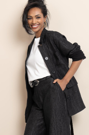 Dante6 |  Jacquard long blazer Twist | black | Picture 2
