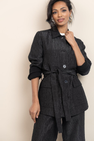 Dante6 |  Jacquard long blazer Twist | black | Picture 4
