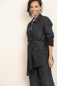 Dante6 |  Jacquard long blazer Twist | black | Picture 5