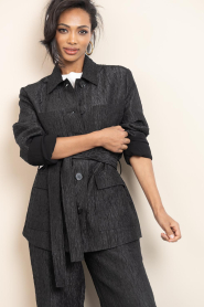 Dante6 |  Jacquard long blazer Twist | black | Picture 6