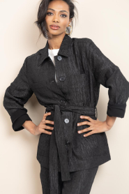 Dante6 |  Jacquard long blazer Twist | black | Picture 7