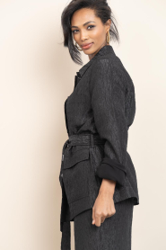 Dante6 |  Jacquard long blazer Twist | black | Picture 8