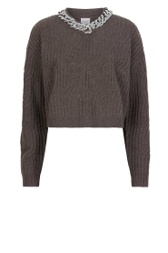 Dante6 |  Soft knitted sweater with necklace detail Odean | brown | Picture 1