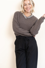 Dante6 |  Soft knitted sweater with necklace detail Odean | brown | Picture 5