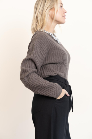 Dante6 |  Soft knitted sweater with necklace detail Odean | brown | Picture 7
