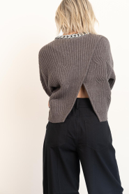 Dante6 |  Soft knitted sweater with necklace detail Odean | brown | Picture 9