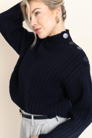 Dante6 |  Merino woolen cable sweater Adouna | dark blue | Picture 9