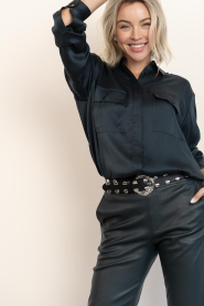 Dante6 |  Satin blouse Camo | dark green | Picture 2