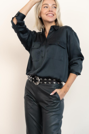 Dante6 |  Satin blouse Camo | dark green | Picture 4