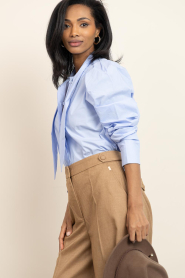 Dante6 |  Poplin blouse with bow detail Casson | blue | Picture 5