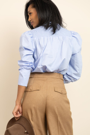 Dante6 |  Poplin blouse with bow detail Casson | blue | Picture 7
