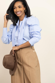Dante6 |  Poplin blouse with bow detail Casson | blue | Picture 4