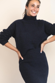 Dante6 |  Soft Alpaca sweater with turtle neck Yuria | dark blue | Picture 2