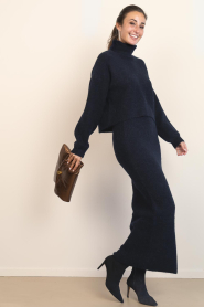 Dante6 |  Soft Alpaca sweater with turtle neck Yuria | dark blue | Picture 3