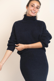 Dante6 |  Soft Alpaca sweater with turtle neck Yuria | dark blue | Picture 5